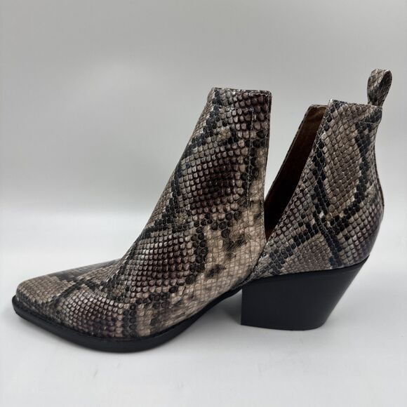 Jeffrey Campbell Tan, Black & White Multicolor Snake Animal Print Boots Rella 9 - Picture 11 of 16
